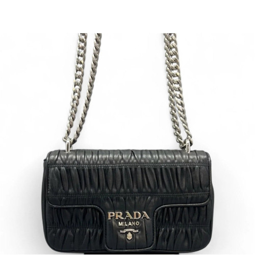 Prada Shoulder Bag Gaufre Calfskin Black