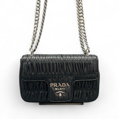Prada Shoulder Bag Gaufre Calfskin Black