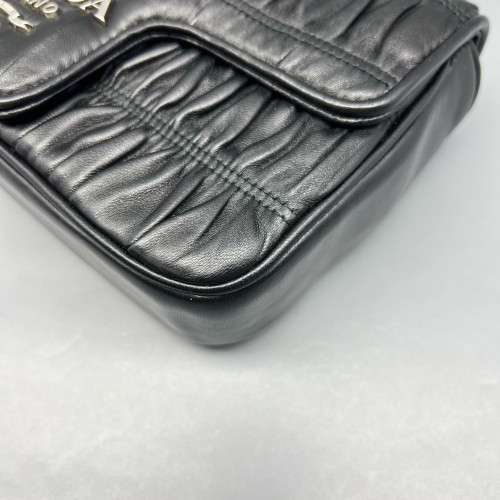 Prada Shoulder Bag Gaufre Calfskin Black