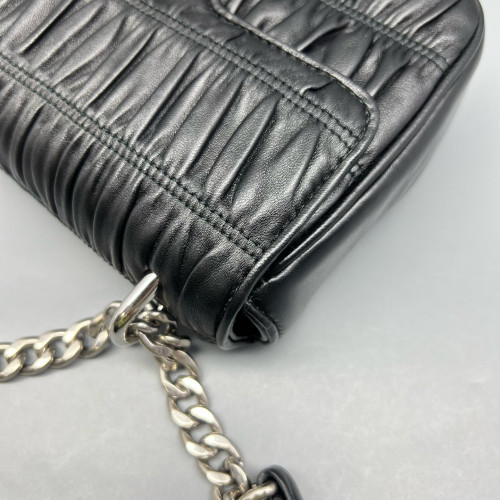 Prada Shoulder Bag Gaufre Calfskin Black