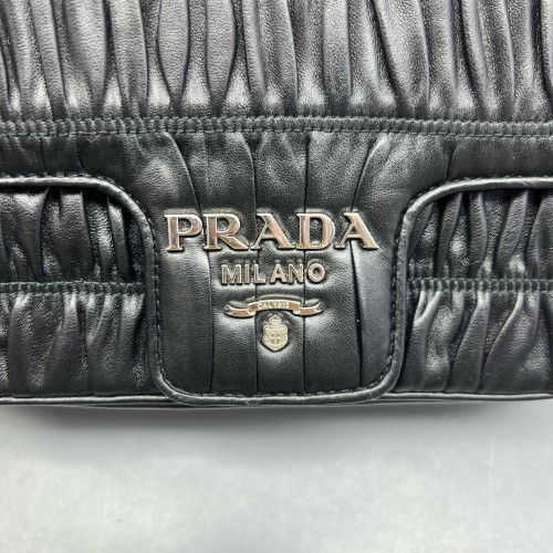 Prada Shoulder Bag Gaufre Calfskin Black
