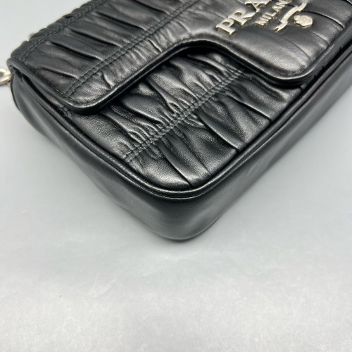 Prada Shoulder Bag Gaufre Calfskin Black