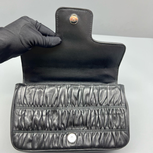 Prada Shoulder Bag Gaufre Calfskin Black
