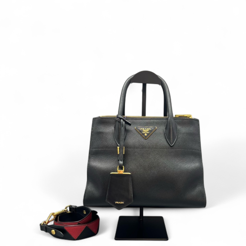 Prada Handbag Saffiano Calfskin Black