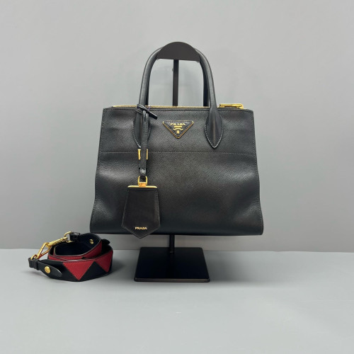 Prada Handbag Saffiano Calfskin Black