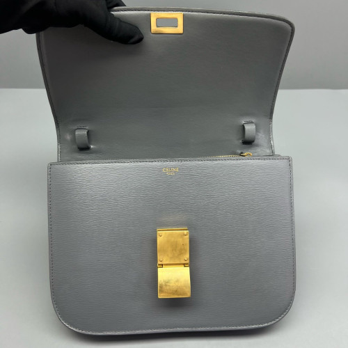 Celine Medium Classic Box Smooth Calfskin Grey