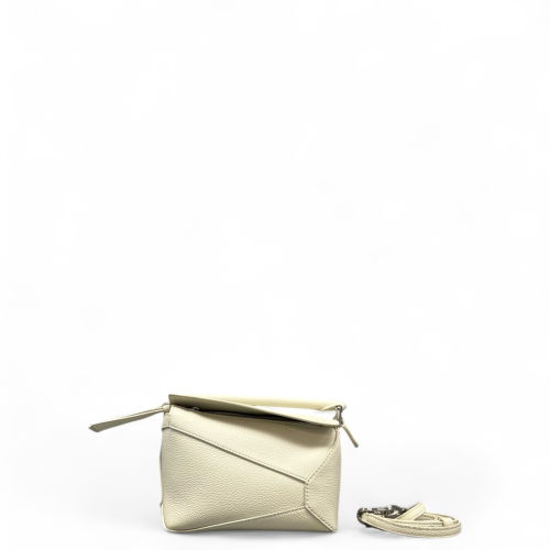 Loewe Mini Puzzle Grained Calfskin White Loewe Mini Puzzle Grained Calfskin White
