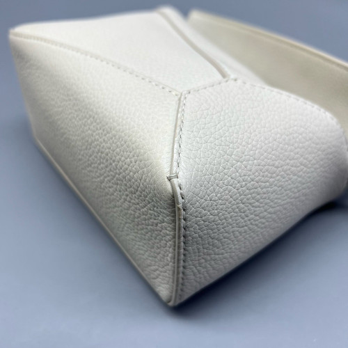 Loewe Mini Puzzle Grained Calfskin White Loewe Mini Puzzle Grained Calfskin White