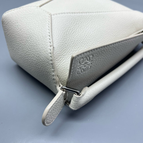 Loewe Mini Puzzle Grained Calfskin White Loewe Mini Puzzle Grained Calfskin White