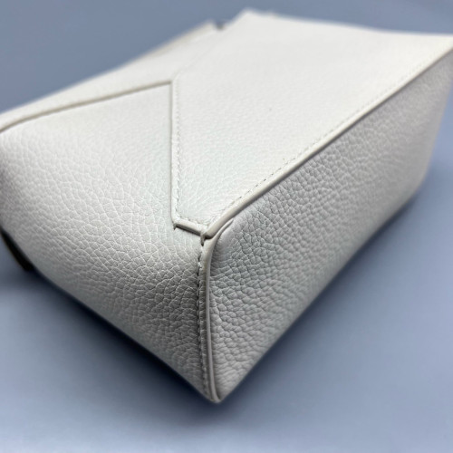 Loewe Mini Puzzle Grained Calfskin White Loewe Mini Puzzle Grained Calfskin White
