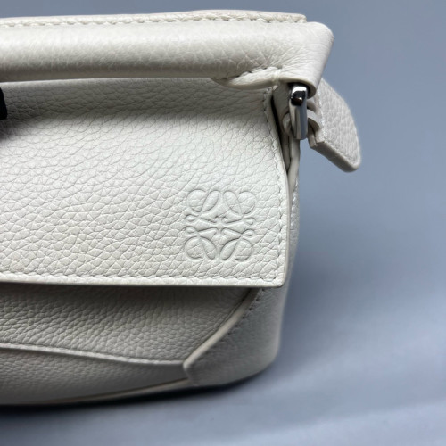 Loewe Mini Puzzle Grained Calfskin White Loewe Mini Puzzle Grained Calfskin White