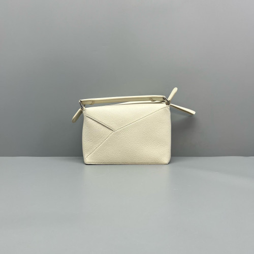 Loewe Mini Puzzle Grained Calfskin White Loewe Mini Puzzle Grained Calfskin White