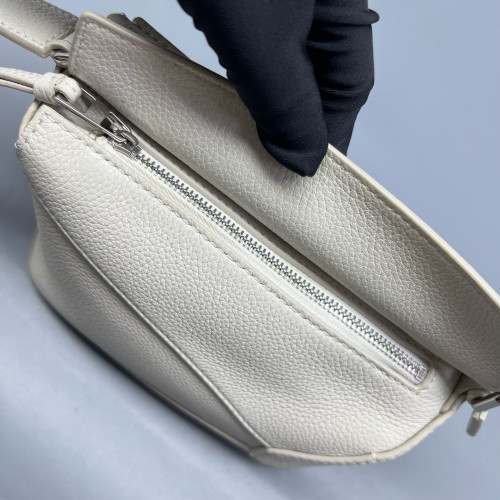 Loewe Mini Puzzle Grained Calfskin White Loewe Mini Puzzle Grained Calfskin White