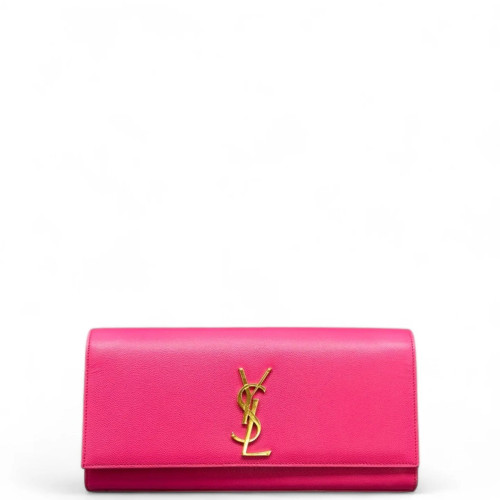 Yves Saint Laurent Clutch Shiny Caviar Calfskin Fuchsia