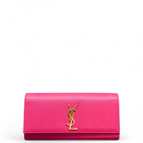 Yves Saint Laurent Clutch Shiny Caviar Calfskin Fuchsia