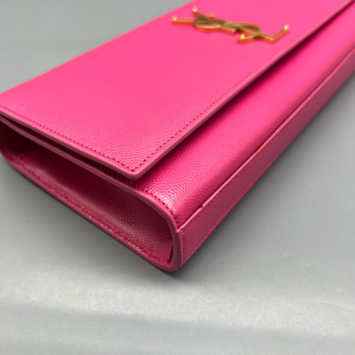 Yves Saint Laurent Clutch Shiny Caviar Calfskin Fuchsia