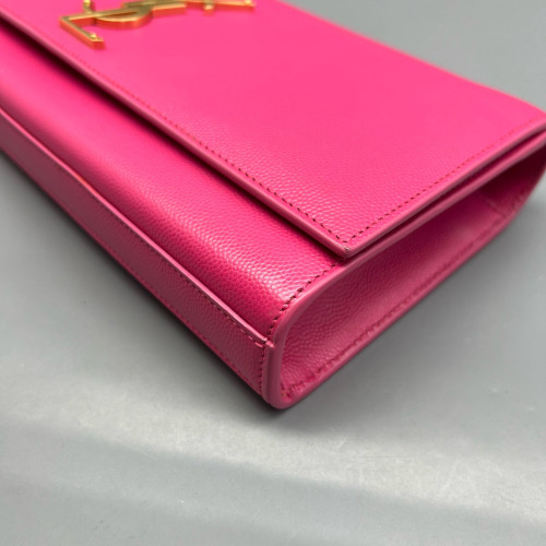 Yves Saint Laurent Clutch Shiny Caviar Calfskin Fuchsia