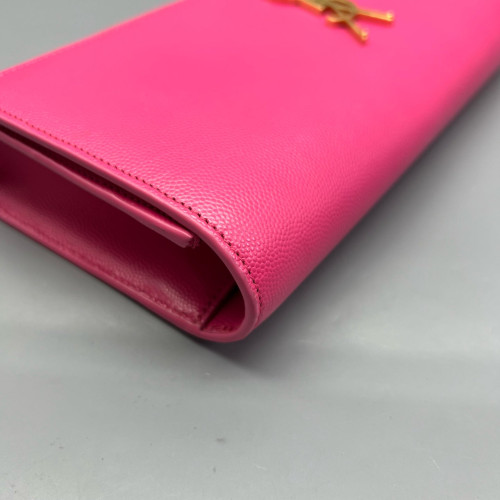 Yves Saint Laurent Clutch Shiny Caviar Calfskin Fuchsia