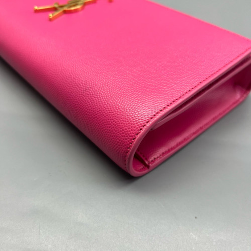 Yves Saint Laurent Clutch Shiny Caviar Calfskin Fuchsia