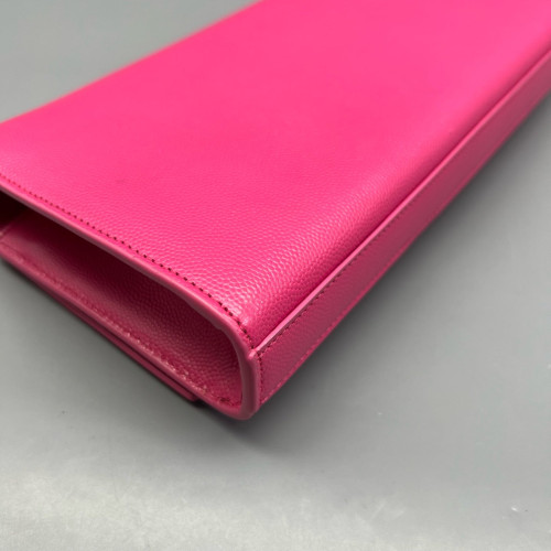 Yves Saint Laurent Clutch Shiny Caviar Calfskin Fuchsia