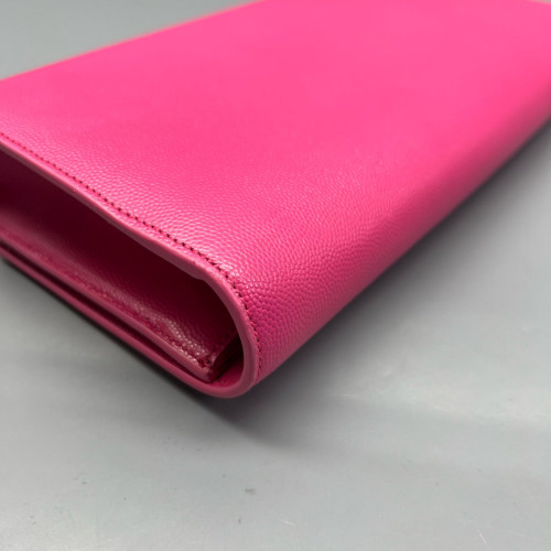 Yves Saint Laurent Clutch Shiny Caviar Calfskin Fuchsia