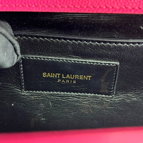 Yves Saint Laurent Clutch Shiny Caviar Calfskin Fuchsia
