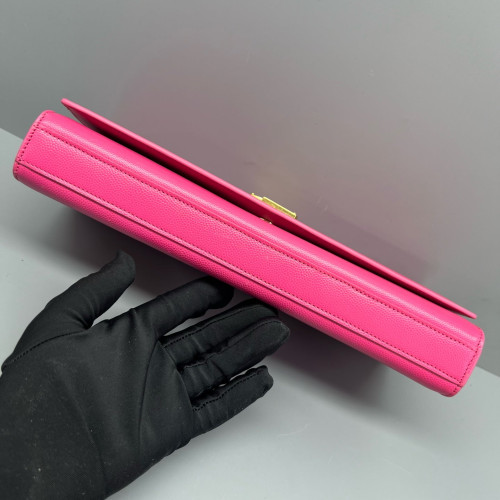 Yves Saint Laurent Clutch Shiny Caviar Calfskin Fuchsia