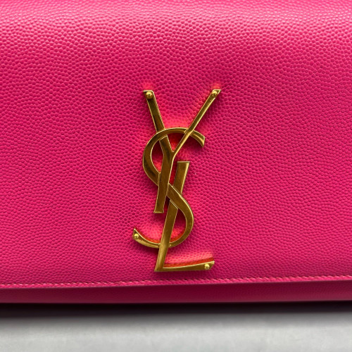 Yves Saint Laurent Clutch Shiny Caviar Calfskin Fuchsia