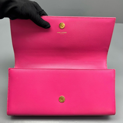 Yves Saint Laurent Clutch Shiny Caviar Calfskin Fuchsia