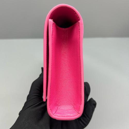 Yves Saint Laurent Clutch Shiny Caviar Calfskin Fuchsia