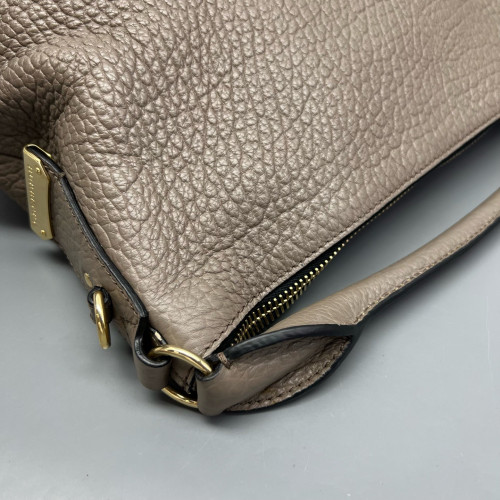 Burberry Hobo Grained Calfskin Grey