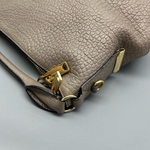 Burberry Hobo Grained Calfskin Grey