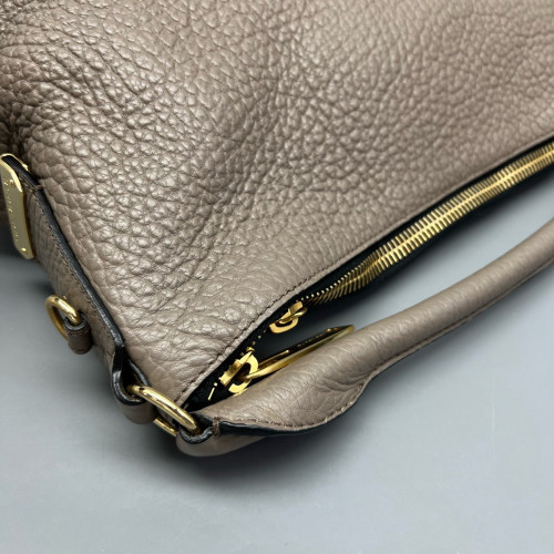 Burberry Hobo Grained Calfskin Grey