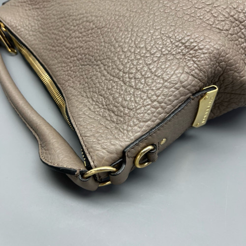 Burberry Hobo Grained Calfskin Grey