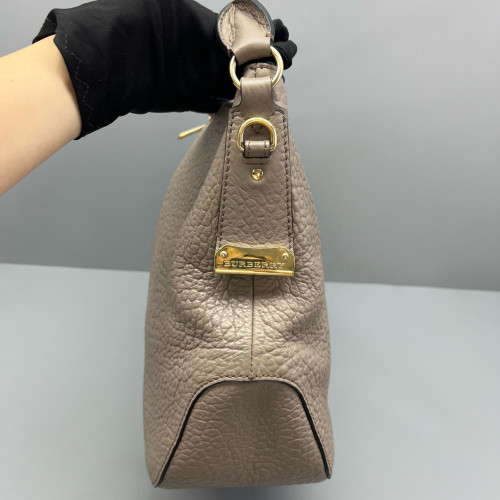 Burberry Hobo Grained Calfskin Grey