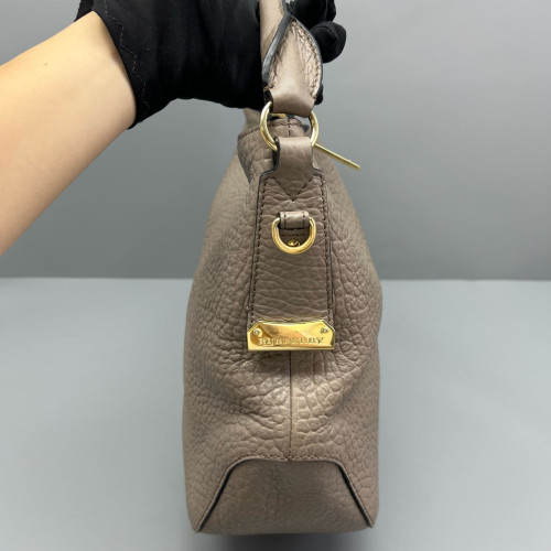 Burberry Hobo Grained Calfskin Grey