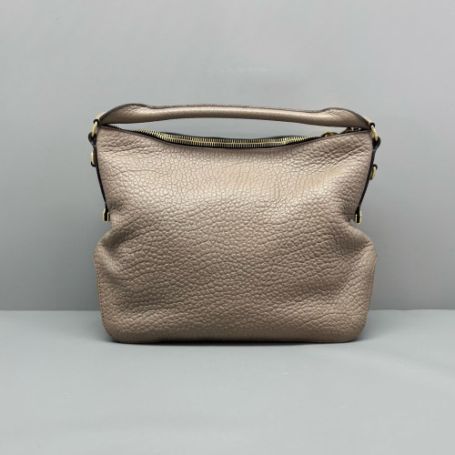 Burberry Hobo Grained Calfskin Grey