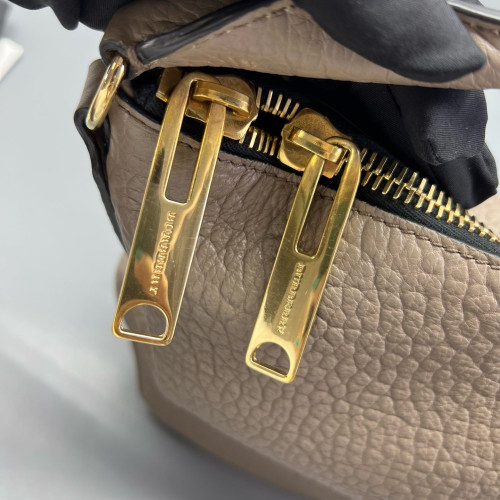 Burberry Hobo Grained Calfskin Grey