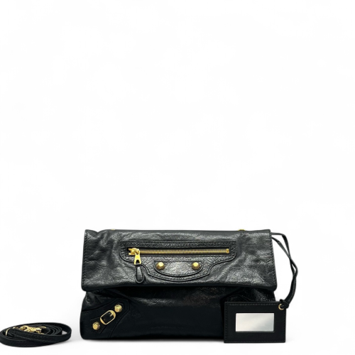 Balenciaga Giant 12 Envelope Clutch Corssbody Bag Arena Lambskin Black
