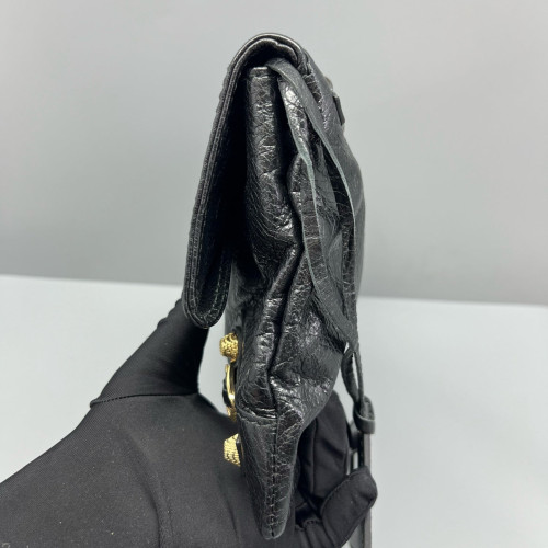 Balenciaga Giant 12 Envelope Clutch Corssbody Bag Arena Lambskin Black