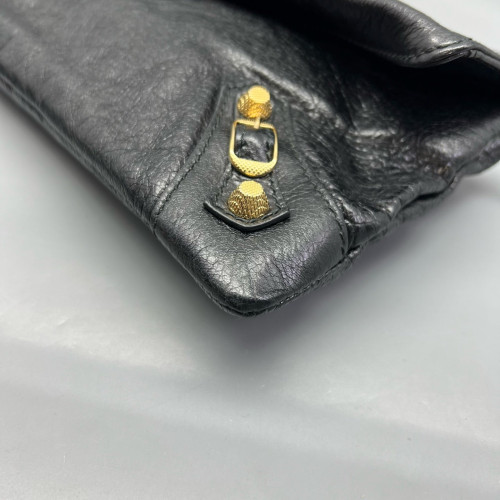 Balenciaga Giant 12 Envelope Clutch Corssbody Bag Arena Lambskin Black