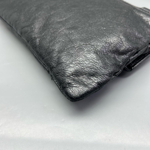 Balenciaga Giant 12 Envelope Clutch Corssbody Bag Arena Lambskin Black