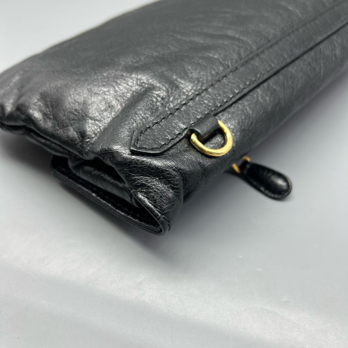 Balenciaga Giant 12 Envelope Clutch Corssbody Bag Arena Lambskin Black