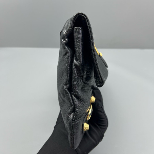 Balenciaga Giant 12 Envelope Clutch Corssbody Bag Arena Lambskin Black