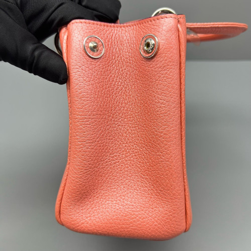 Dior Small Diorissimo Tote Grained Calfskin Red Orange