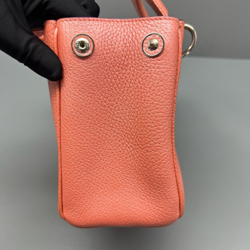 Dior Small Diorissimo Tote Grained Calfskin Red Orange