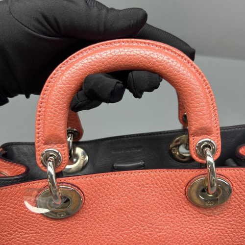 Dior Small Diorissimo Tote Grained Calfskin Red Orange
