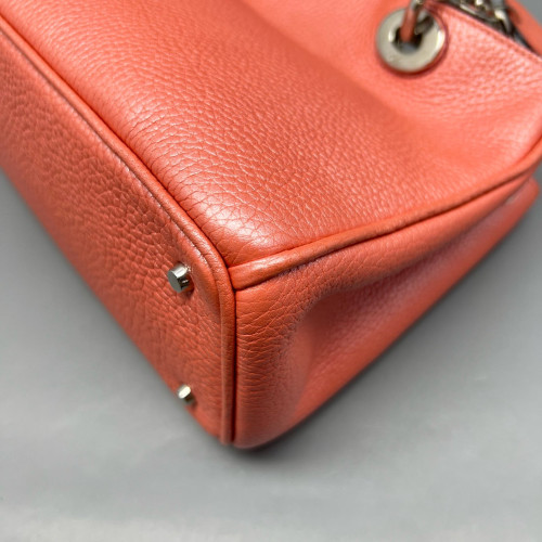 Dior Small Diorissimo Tote Grained Calfskin Red Orange