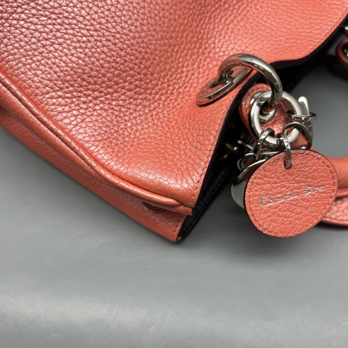 Dior Small Diorissimo Tote Grained Calfskin Red Orange