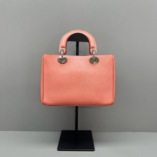 Dior Small Diorissimo Tote Grained Calfskin Red Orange